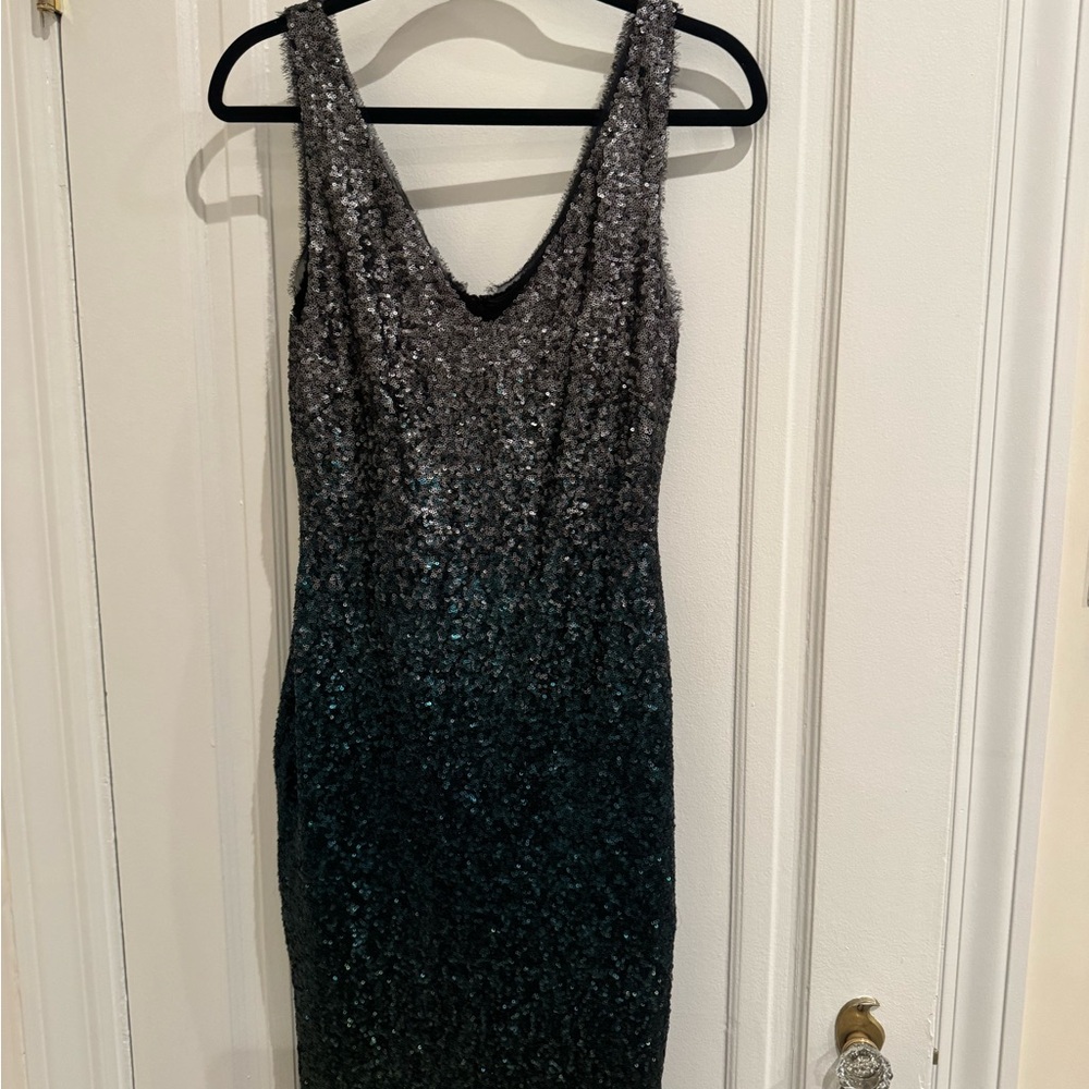 RACHEL Rachel Roy Black and Green Sequin Backless Dress